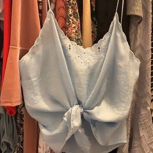 Baby blue Chiffon crop top